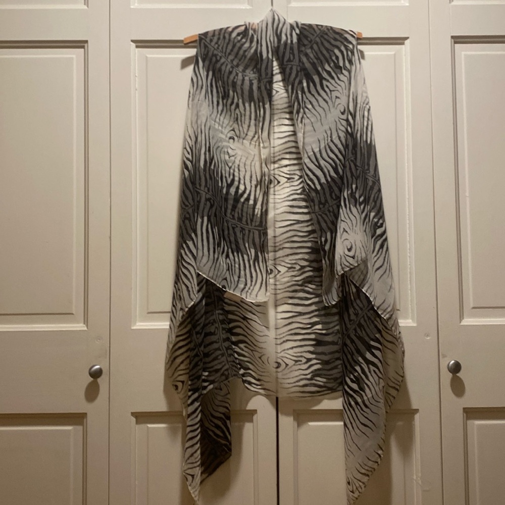 Zebra Chiffon convertible vest/poncho, One Size